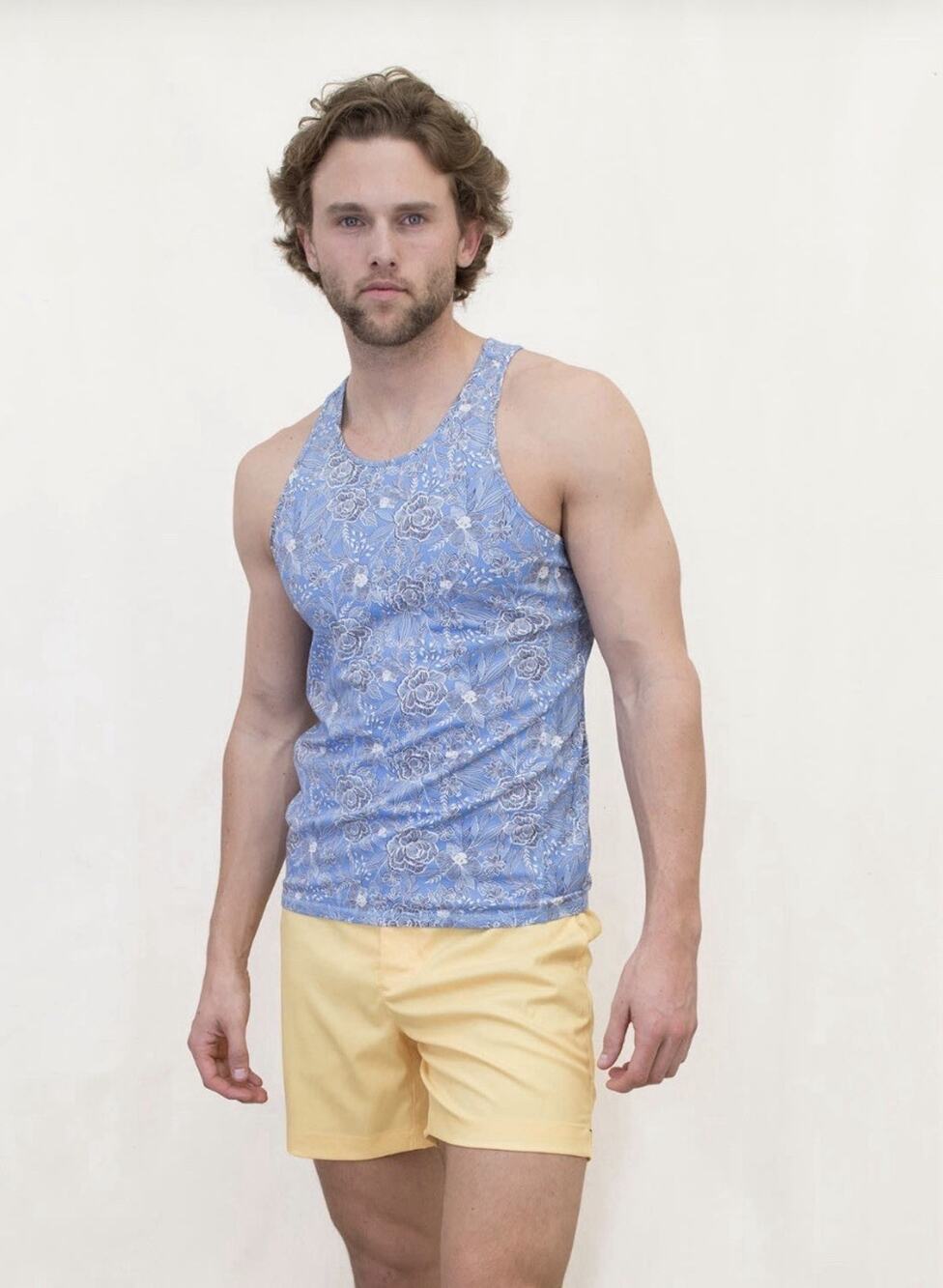 NWT Lords Of Harlech Tedford Handcut Floral Tank Top Blue M $133